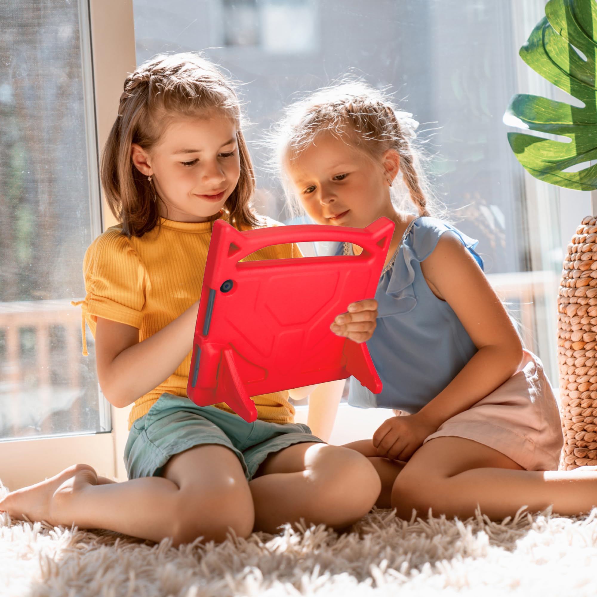 Etui dziecięce na tablet HD1 0 (13./11. generacji, wersja z 2023/2021) - SHREBORN lekkie, odporne na wstrząsy etui z uroczym kotem, stojak, do tabletu dla dzieci HD, 25.6 cm, niekompatybilne z iPadem