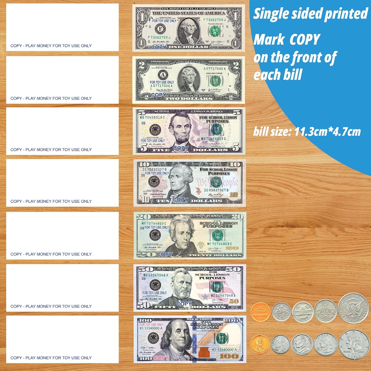 360Pcs Play Money for Kids, Small Size 4.42 x 1.87 inches Teaching Math Set for Kids 3-8, Toy Money, Money Games, Learning Number Education Toys for Develop Early Math Skills, Home and School Games