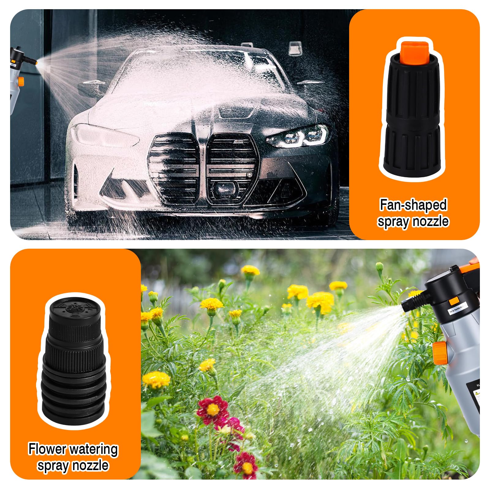 Pompa Irroratrice a Batteria 2L, Spruzzatore di Schiuma con 2 Ugelli, Spruzzatore di Schiuma Elettrico da 2300 mAh, per la Cura dell'auto, Pulizia dell'auto