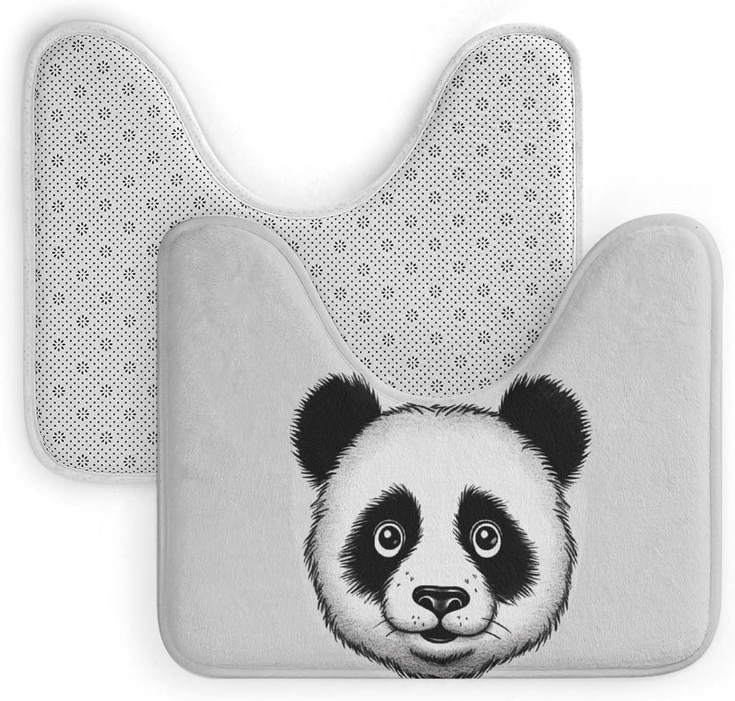 Anime Panda Face Toilet Rug Soft and Comfortable U Shaped Bath Mat Luxury Non Slip Floor Carpet for Bathroom Tub Toilet Base Etc （20x 16in） image 4