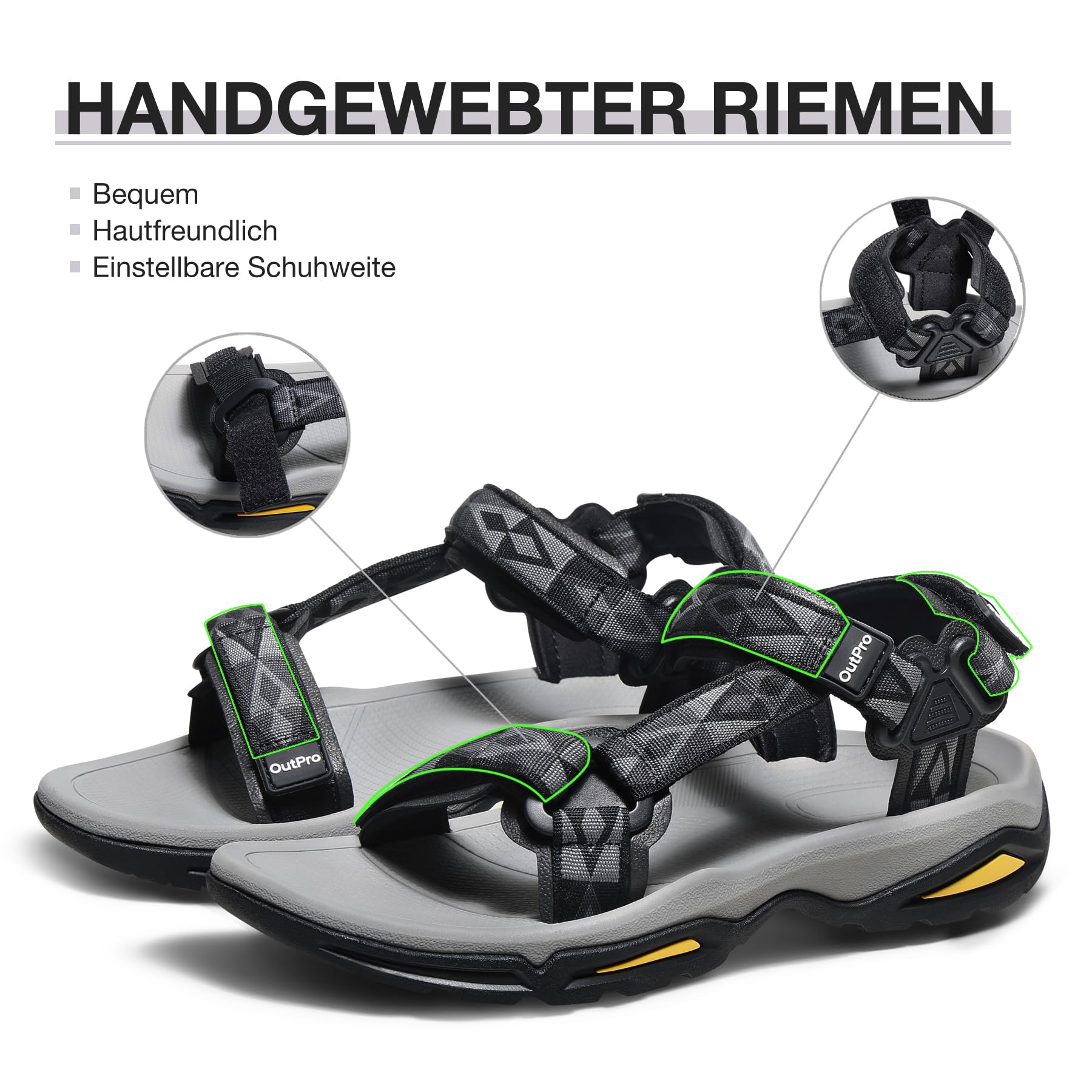 OutPro Sandales de randonnée pour femme - Sandales de sport - Sandales de trekking - Sandales aquatiques - Chaussures d'été plates respirantes - Pour trekking, randonnée et plein air