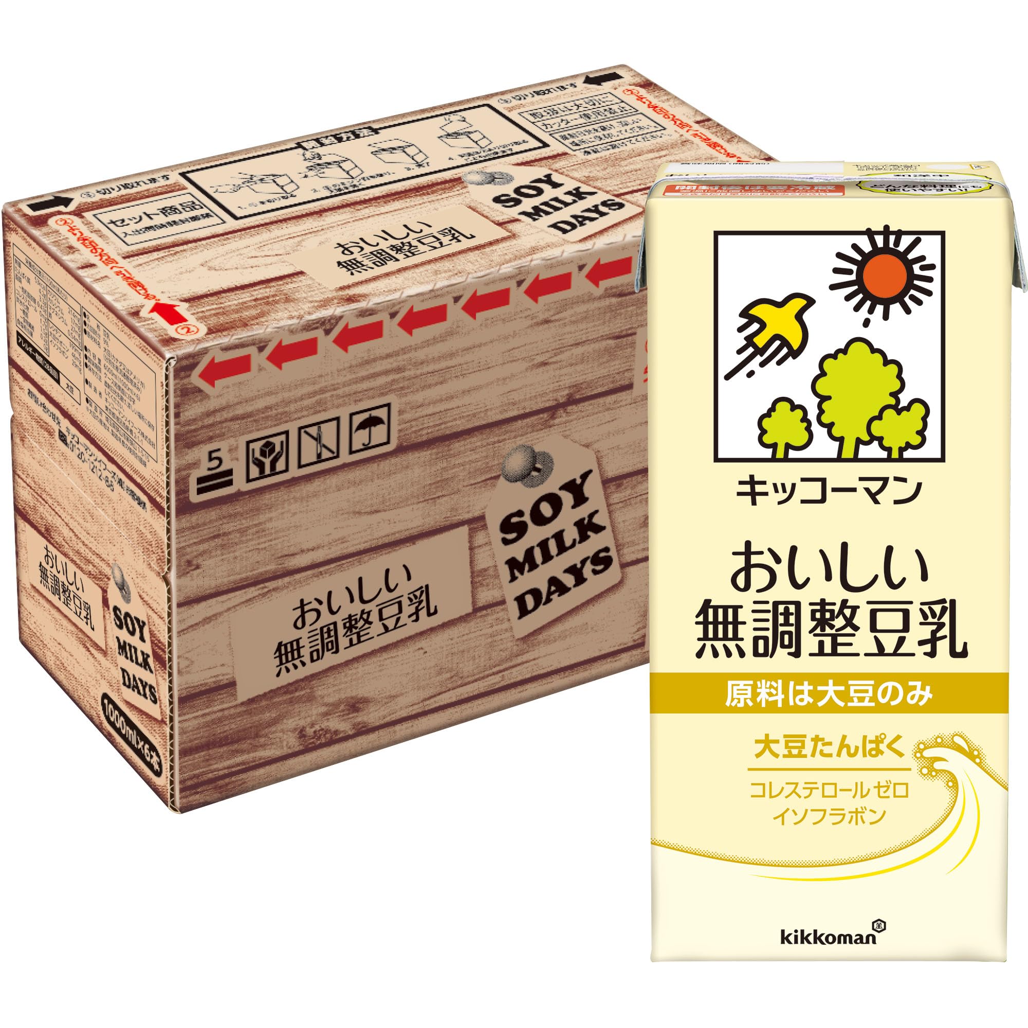 【Amazon.co.jp限定】キッコーマン おいしい無調整豆乳SOYMILK DAYS 1000ml×6本商品画像