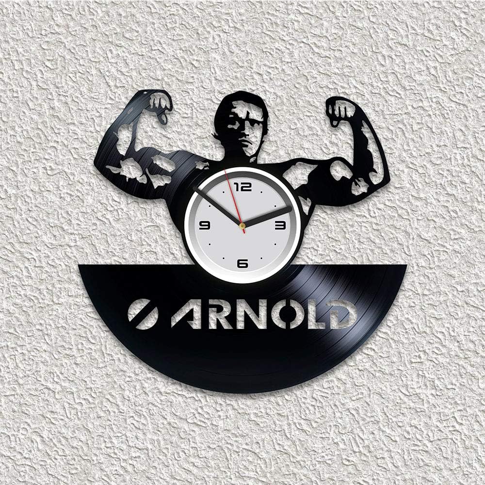 Arnold Schwarzenegger 12 inch Vinyl Wall Clock, Black, Quartz Movement, Battery Operated
