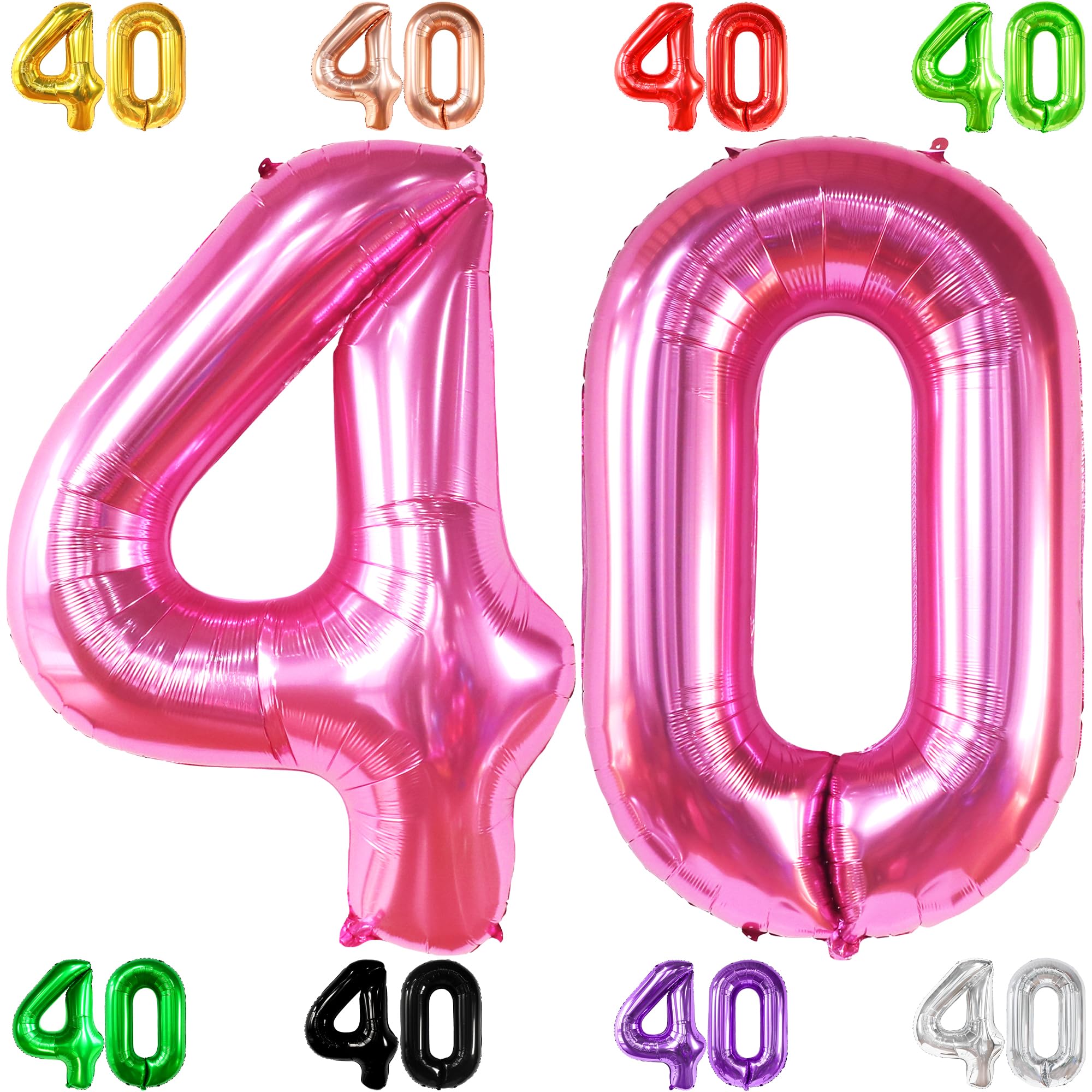 KatchOn Hot Pink 40th Birthday Balloons - 40 Inch Pink Number 40 Balloons for 40th Decorations