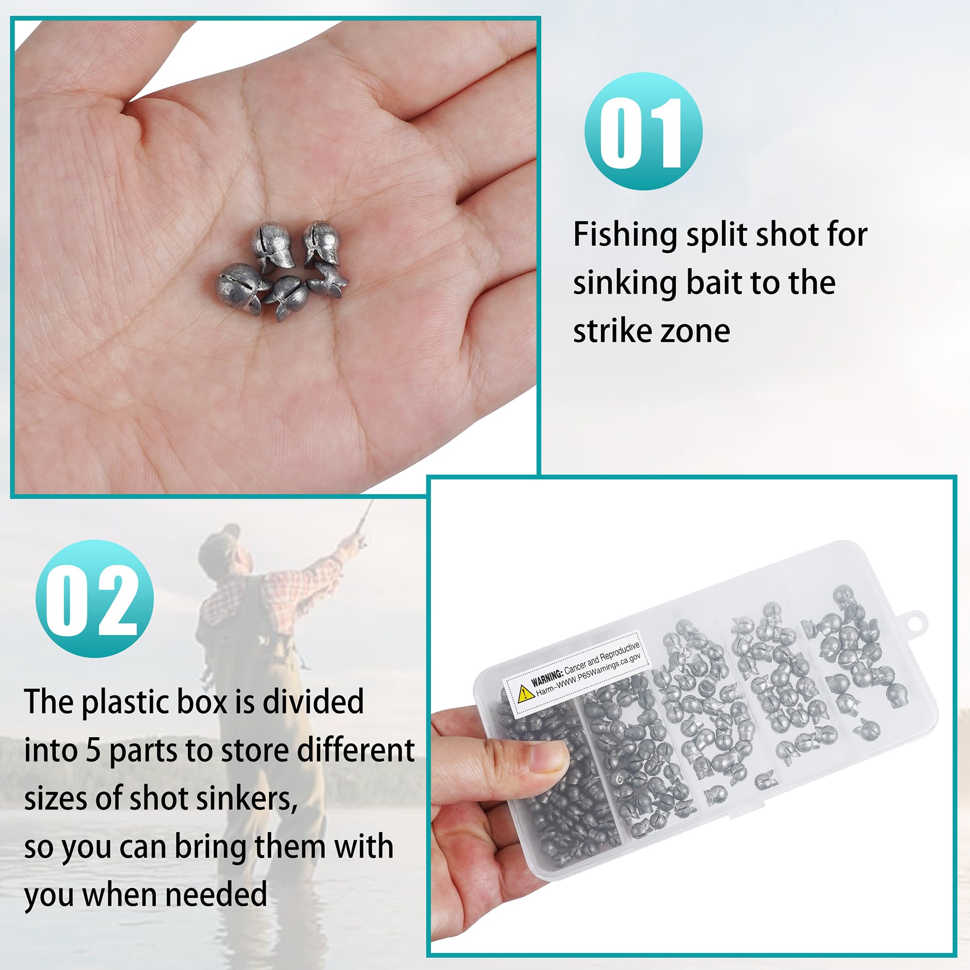 Paquete de 100 plomos de pesca extraíbles con caja de aparejos, plomos redondos para pesca de huevos, peso de plomo, peso de clip, pesca de lubina en agua dulce (3 g, 100 paquetes)
