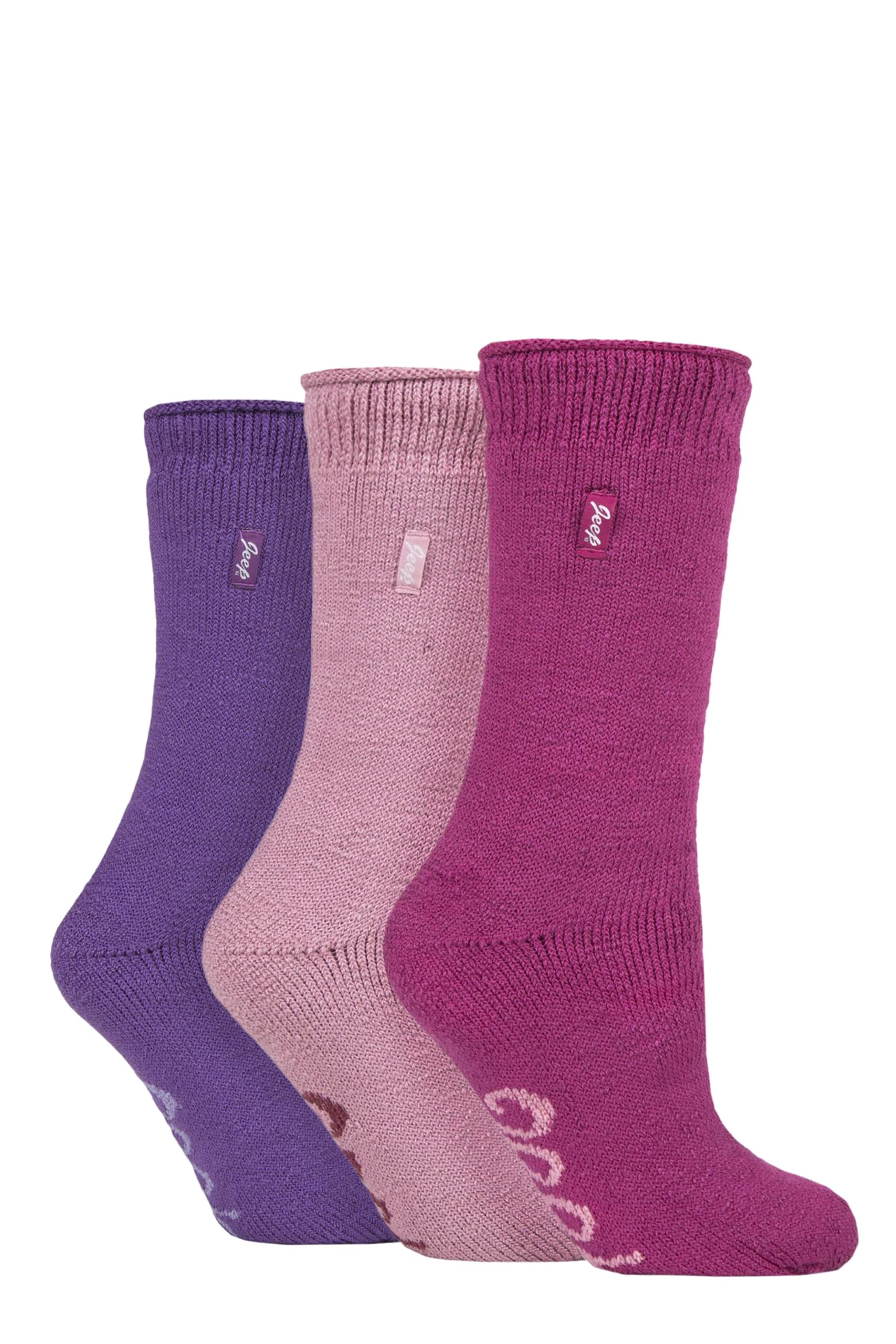Jeep Women's Pink Purple Thermal Boot Socks - 'Renegade' 2.3 Tog Warm, Cushioned, Chunky For Outdoor Walking In Winter Size 4-8 3 Pair Multipack