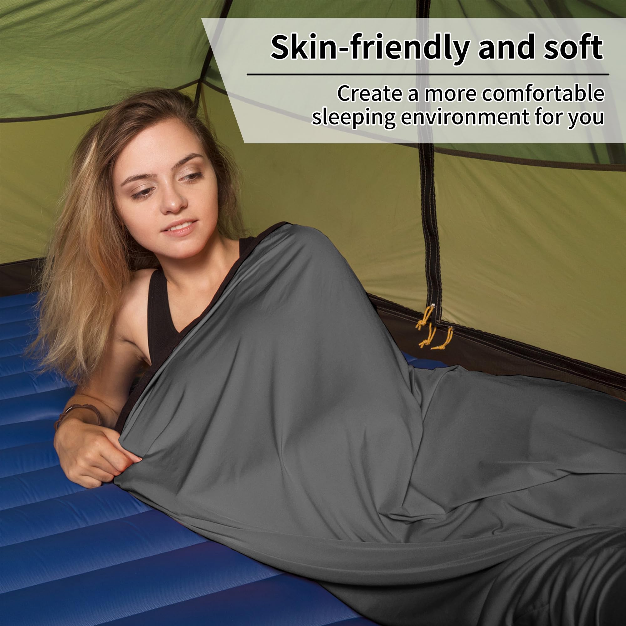 Naturehike Sacco a pelo ultraleggero Sleeping Bag Liner solo 390 g ad alta elasticità, sacco a pelo da viaggio con ingombro ridotto per backpacking, ostelli e campeggio