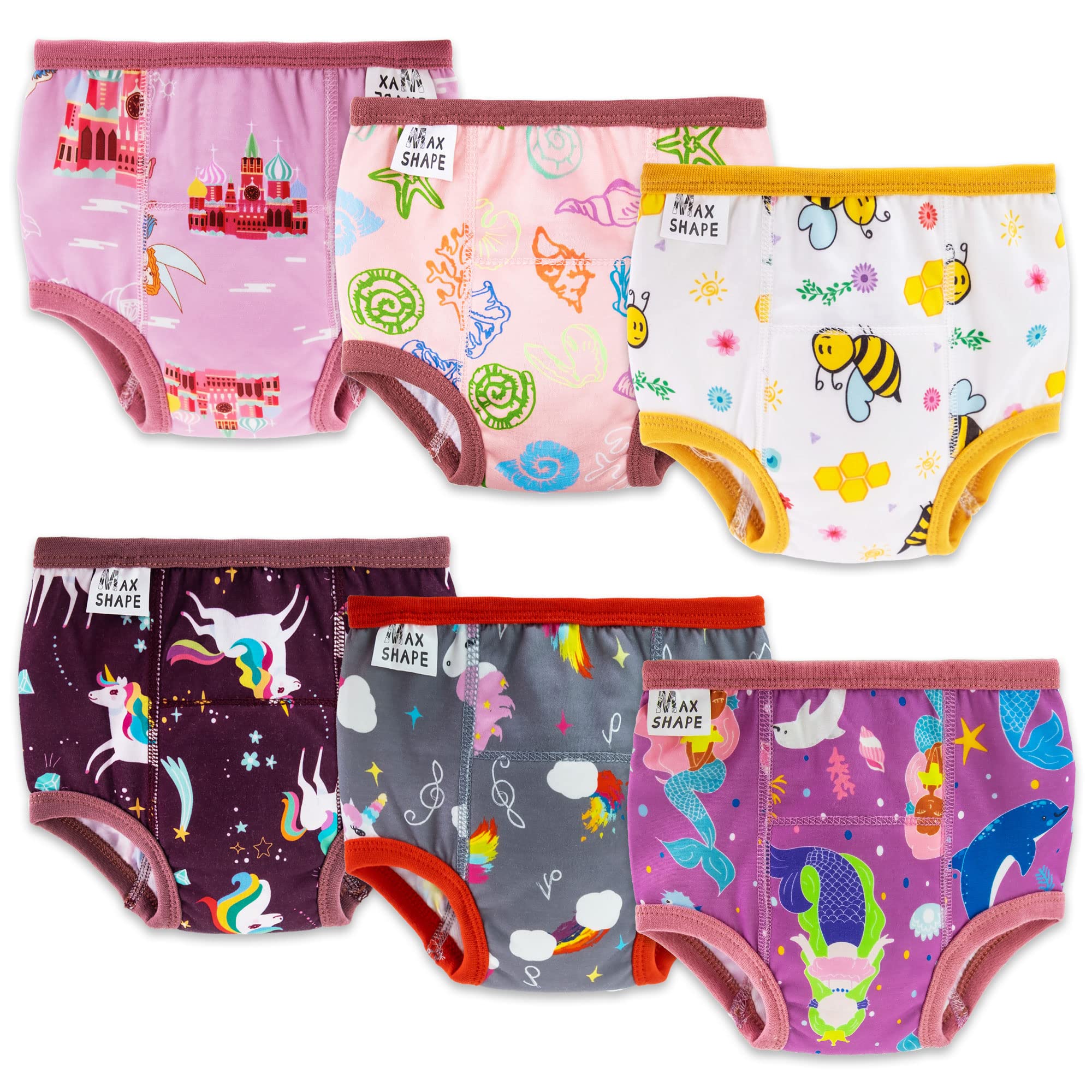 Heekcaa6 Packs of Potty Training Underwear for Girls with Supper Absorbent-Layer,Reusable Baby Toilet Training Pants 2 to 6 Years