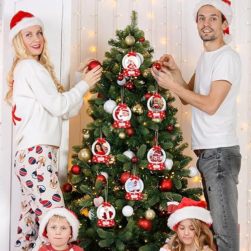 Miniatura 3 de Blulu 24 piezas de adornos de bola de nieve de Navidad a granel, marco de fotos de Navidad, adornos colgantes de Navidad para árbol de Navidad,