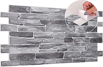 3D Wall Panels Self Adhesive - 4 Sheets Covering 1.84 sqm | 19.84 sqf - PVC Wall Cladding Panels | Stone Cladding Effect | Easy Peel & Stick | Natural Grey Rock Stone Design