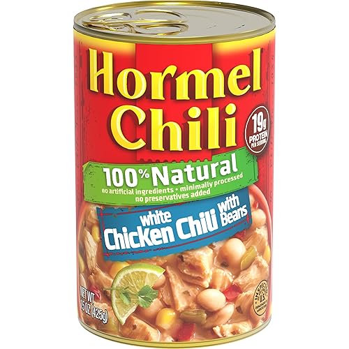 HORMEL Chili de pollo blanco natural con frijoles, 15 onzas (paquete de 12)