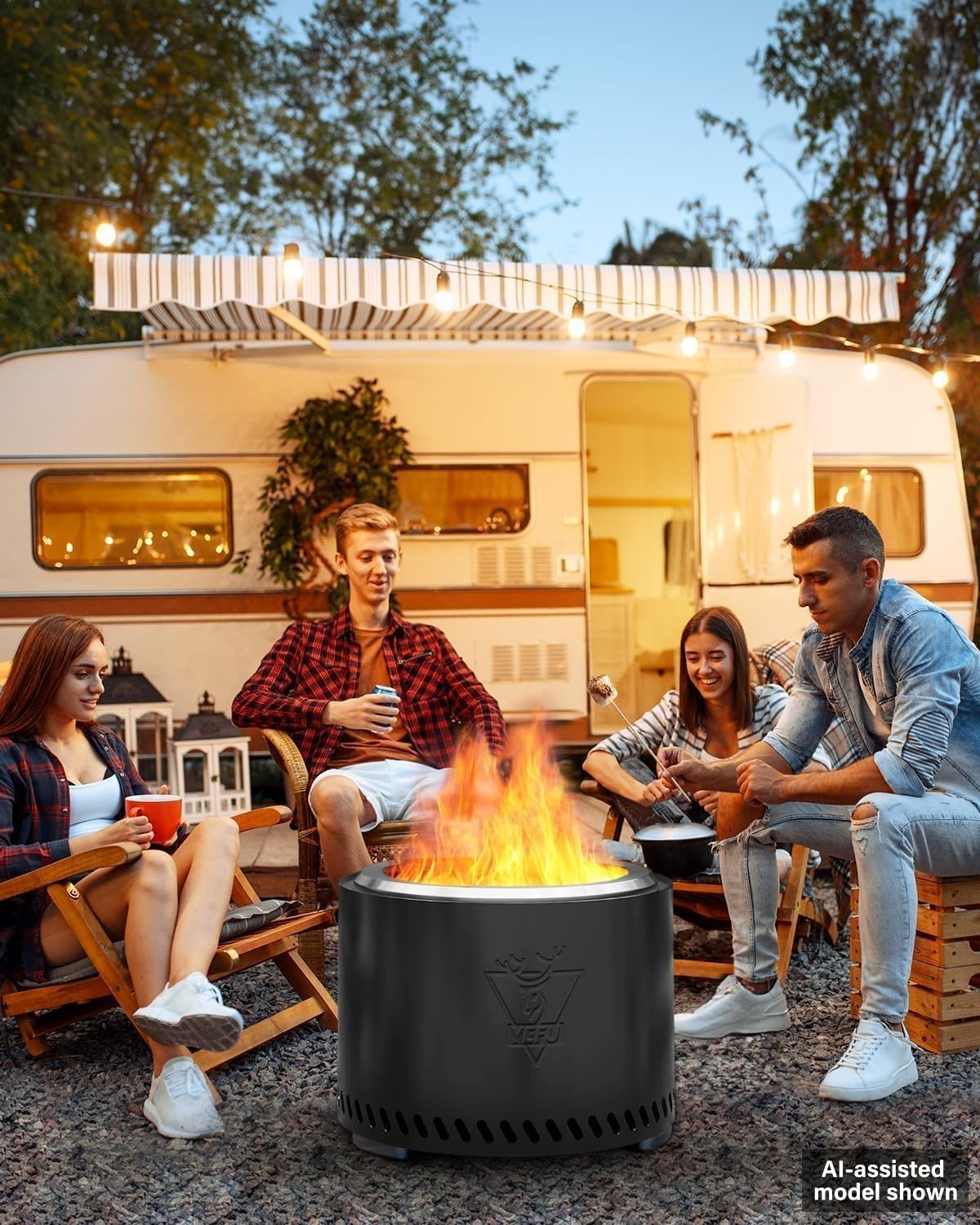 Generic Palenisko bezdymne, przenośne, bezpieczne palenisko i niska emisja dymu, na zewnątrz, podwórko, patio, kemping, palenisko ze stali nierdzewnej 304, ze zdejmowaną popielniczką, stojakiem, torbą