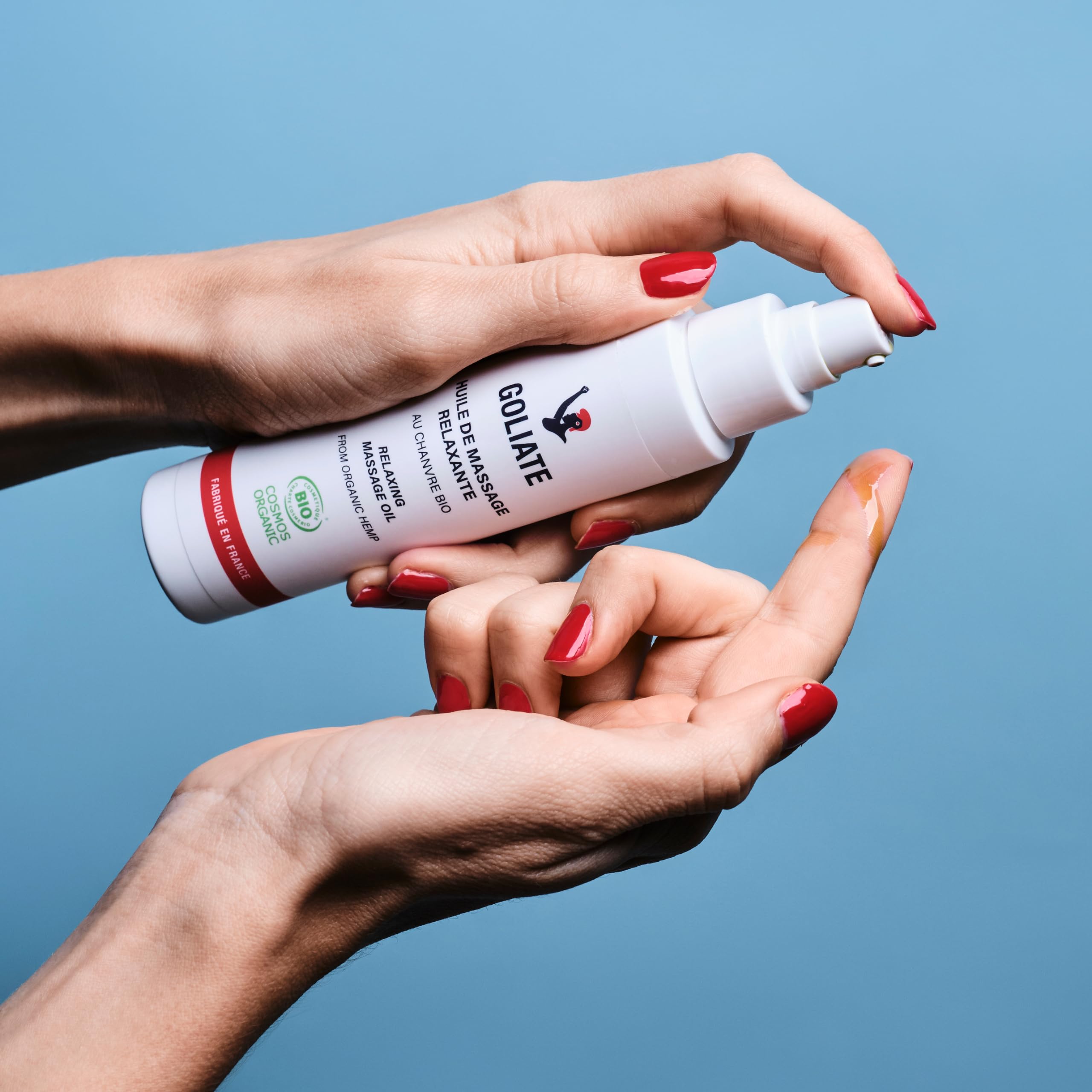 GOLIATE Bio-natürlich angereichertes Massageöl aus französischem Hanf | Vegan, Bio – Feuchtigkeitscreme – Paar – 100 ml