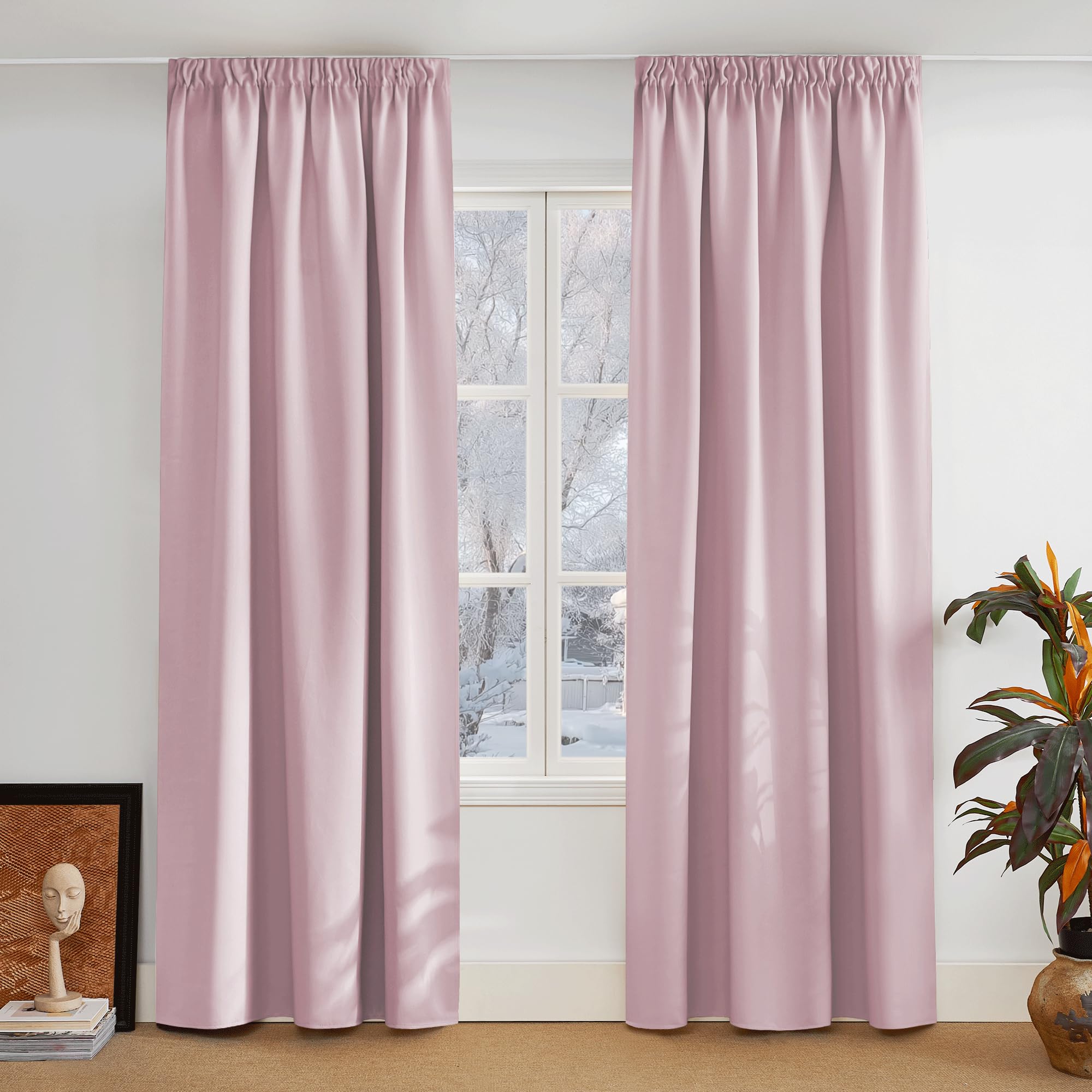 PONY DANCE Cortinas Termicas Aislantes Frio Dormitorio Juvenil Cortinas Opacas 2 Piezas Ventana para Riel Infantiles Niña, 140x245 CM, Rosa Claro Global Recycled Standard Global Recycled Standard OEKO-TEX STANDARD 100 Global Recycled Standard