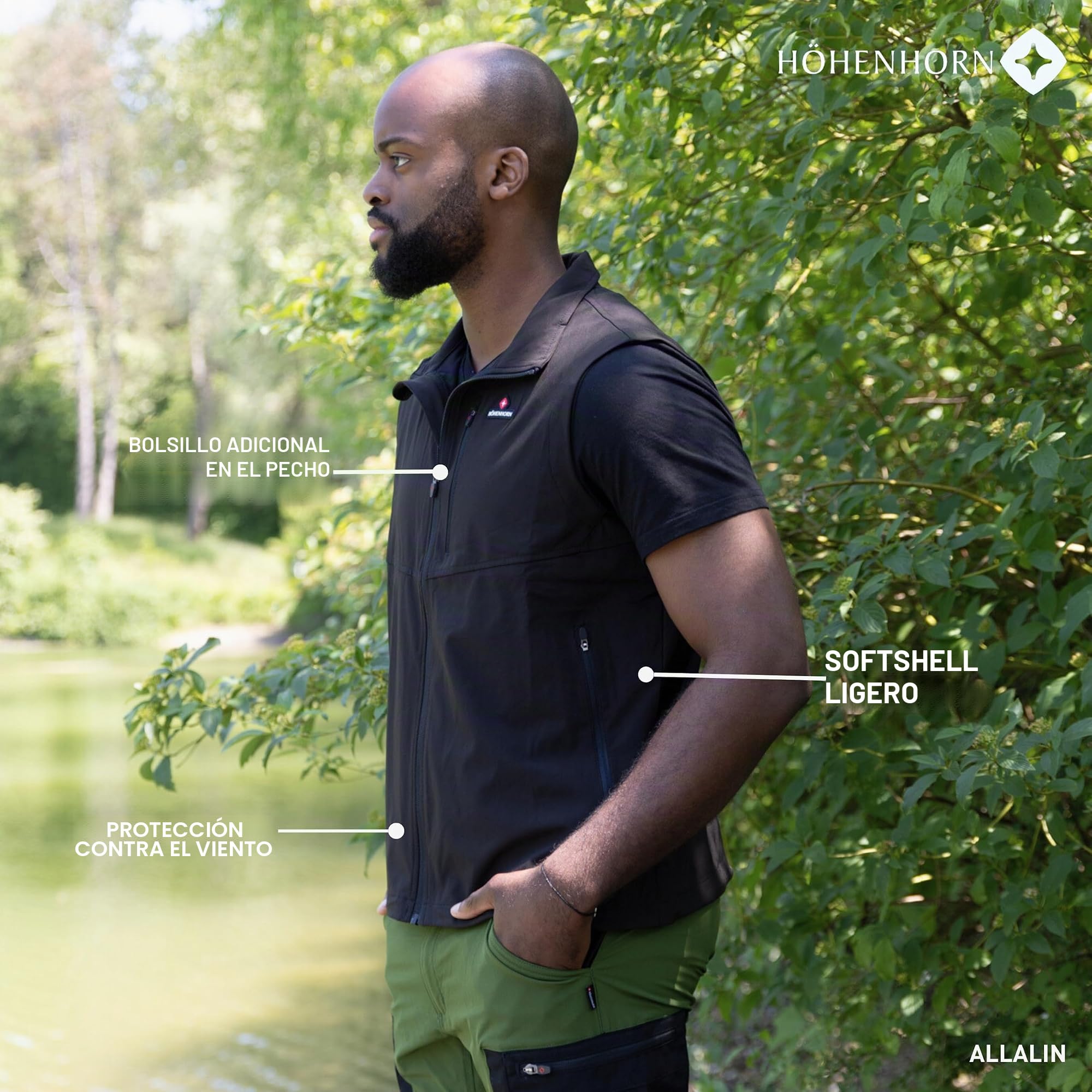 Höhenhorn Allalin - Chaleco ligero para hombre, softshell, para exterior, jogging