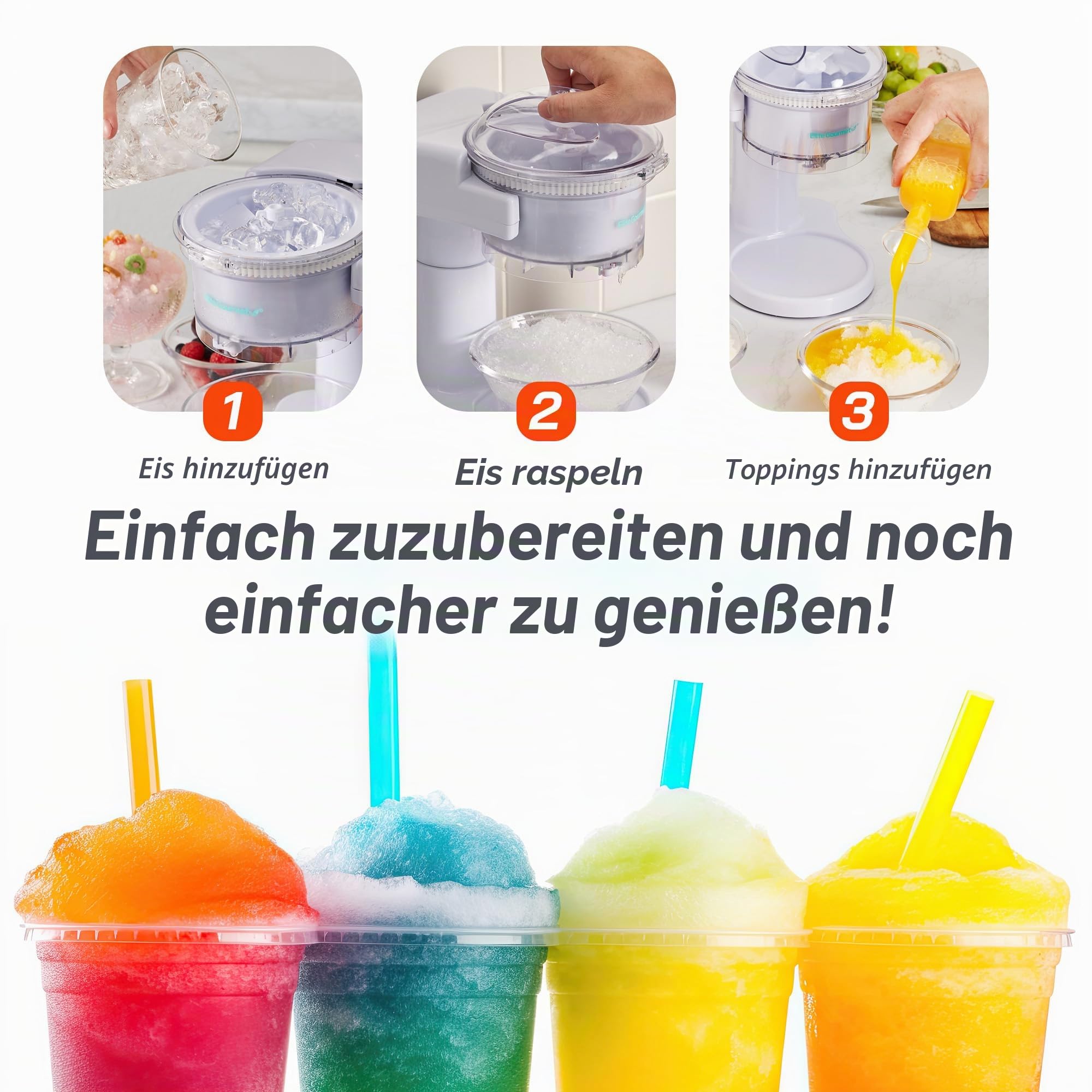Elite Gourmet ESI1201 Schneekegel und rasierte Eismaschine mit transparentem Deckel und Servierschale
