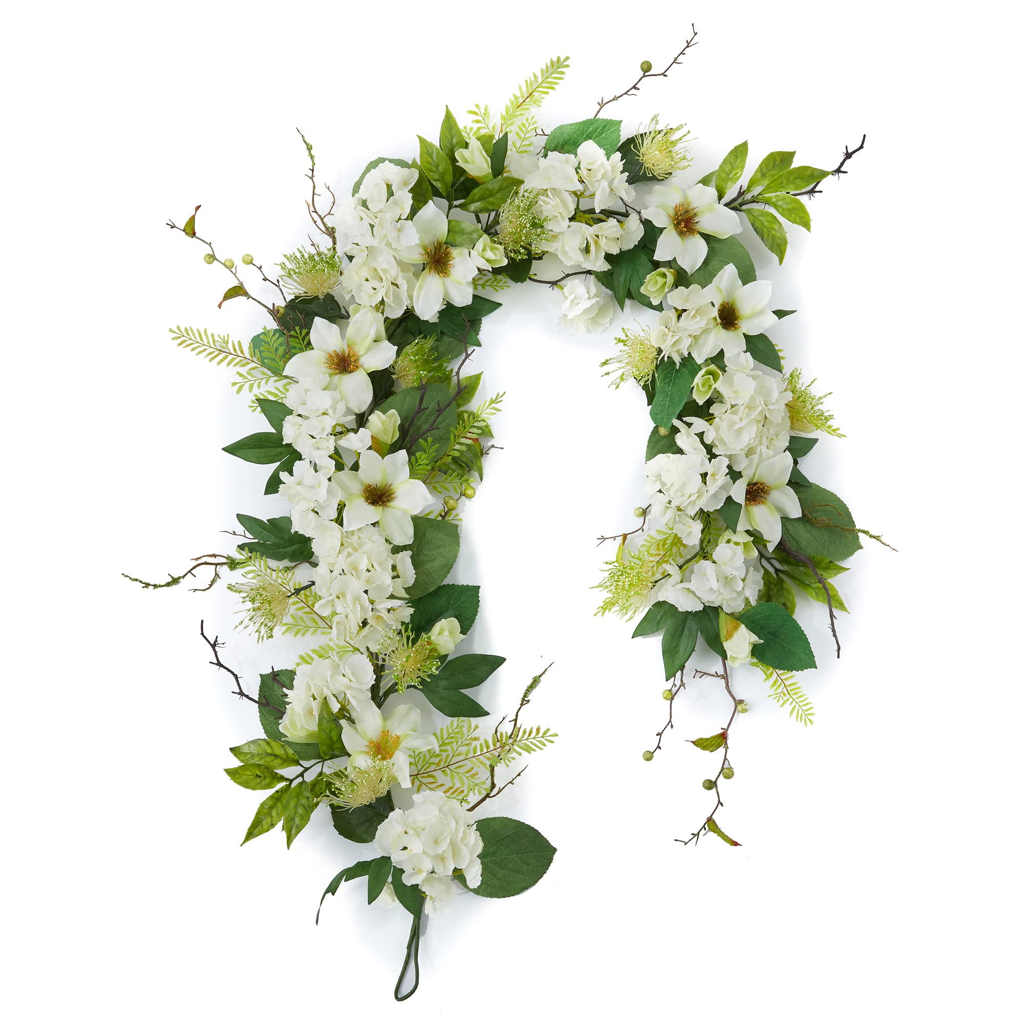 Ting's time 1.8 m Eukalyptus-Girlande mit Blumen, künstliche Blumen, grüne Girlande, Hochzeit, Hintergrund, Bogen, hängende Pflanze für Tischläufer, Party-Dekorationen (elfenbeinfarben)