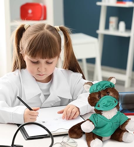 Miniatura 7 de DolliBu Peluche de doctor de gato marrón, súper suave, disfraz de gato marrón con bonito uniforme y traje de gorra, regalo con personalización, 7