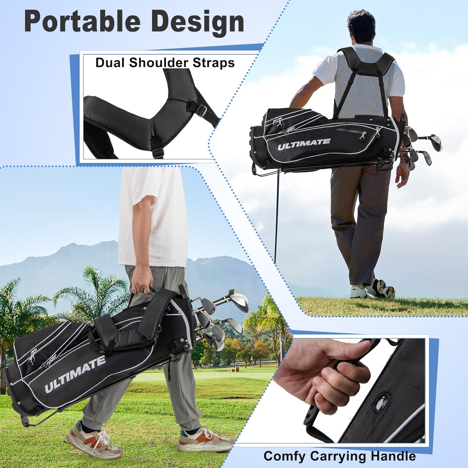 Tangkula 9/10 Pieces Men's Complete Golf Clubs Set, Golf Club Package Set with 460CC Driver, Fairway Wood & Hybrid, Irons, Putter, Portable Regular Golf Club Set