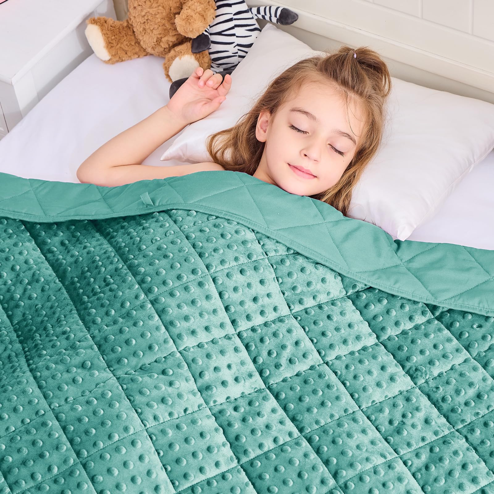 Teal Weighted Blanket 7lbs, 40"x60", Cooling Minky Heavy Throw Blanket for 60-90lbs, Soft Winter Thick Big Blankets Weighted Comforter Gift