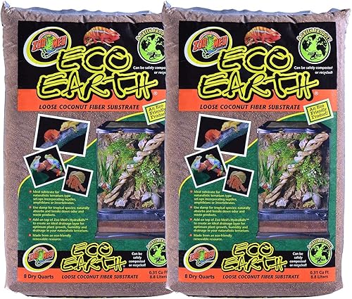 DBDPet 's Bundle 2 Pack Zoomed Eco Earth Loose Coconut Fiber Reptile Substrate 8 quarts | by Zoomed & Includes Attached Pro-Tip Guide