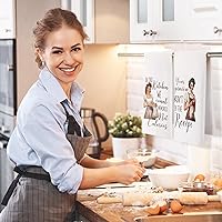 Vista 4 de Peryiter 6 Count Funny Joked Kitchen Dish Towels 16x24 Inches Microfiber Bar Absorbent Funny Tea Towels with Humorous Sayings Hilarious Retro