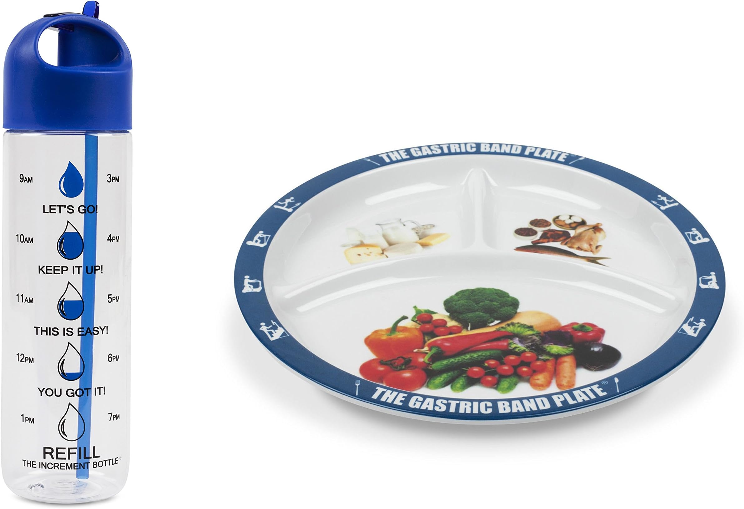 The Gastric Band Plate Increment Bottle Blue Basilica Diet Slimming Weight Loss Set