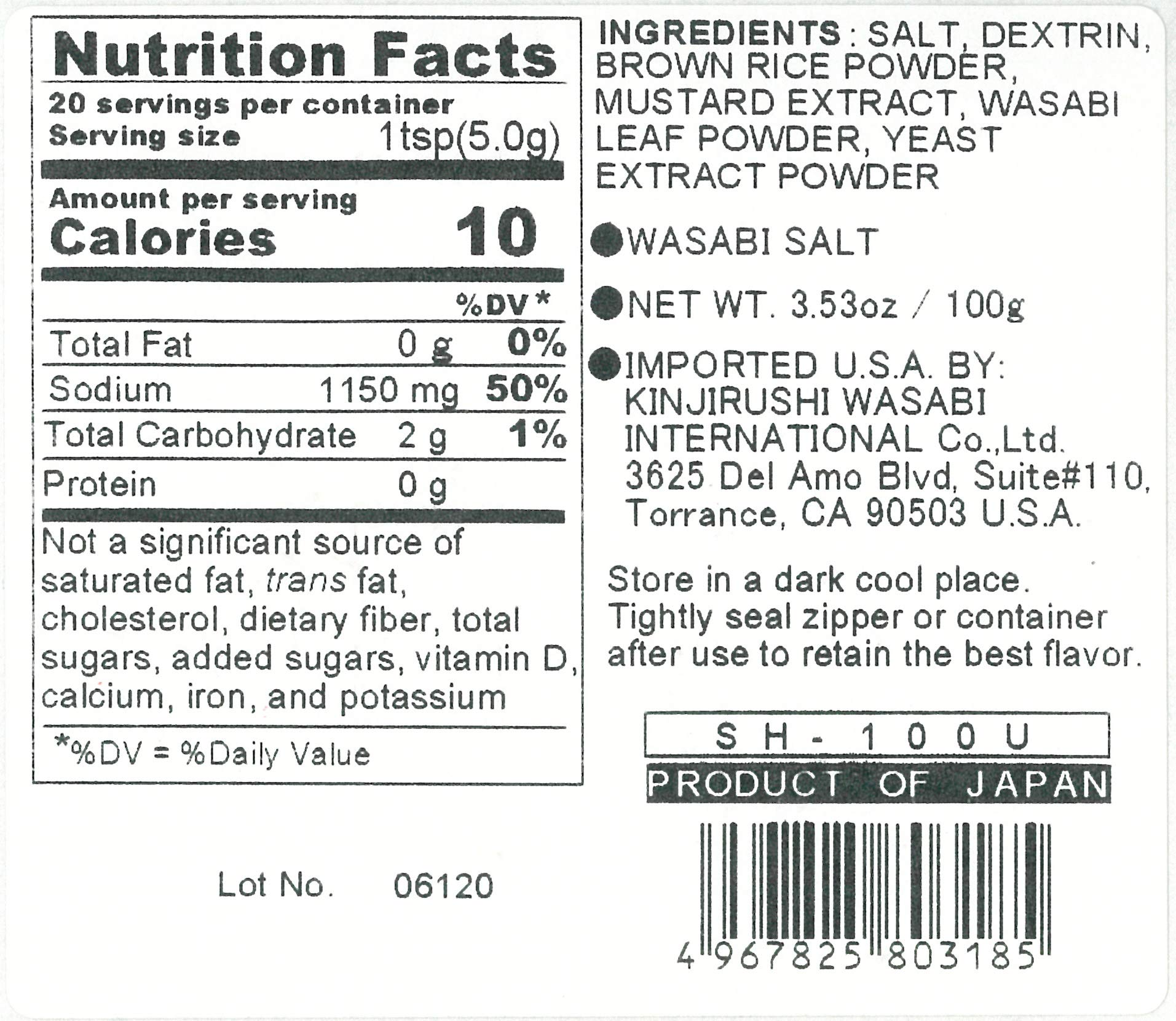 Japan Genuine WASABI SALT 3.5oz/100g Gluten Free & Vegan (Wasabi