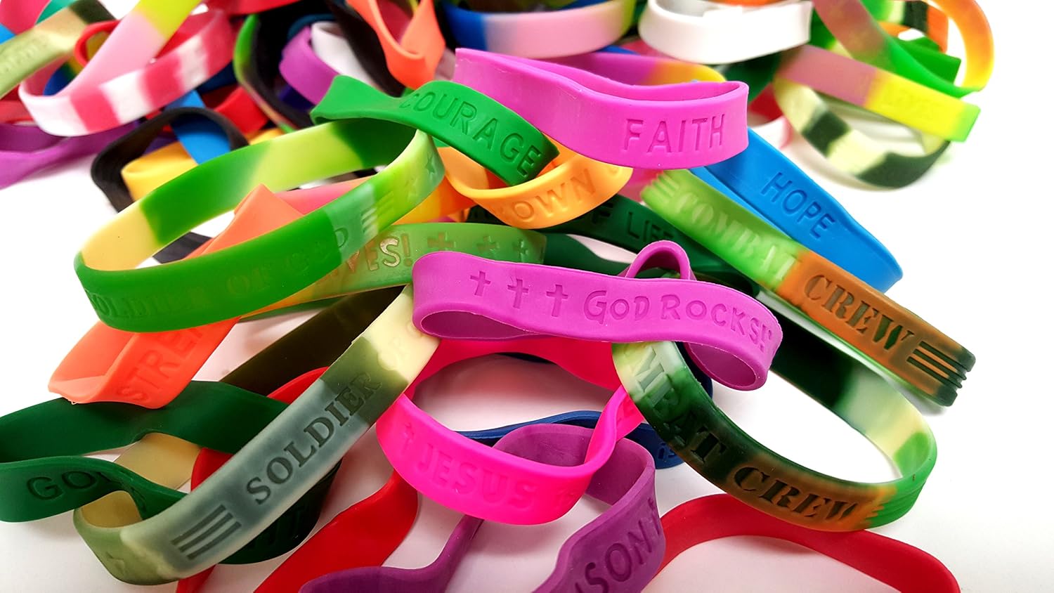 Dondor Religious Rubber Bracelets (80 Piece Pack)