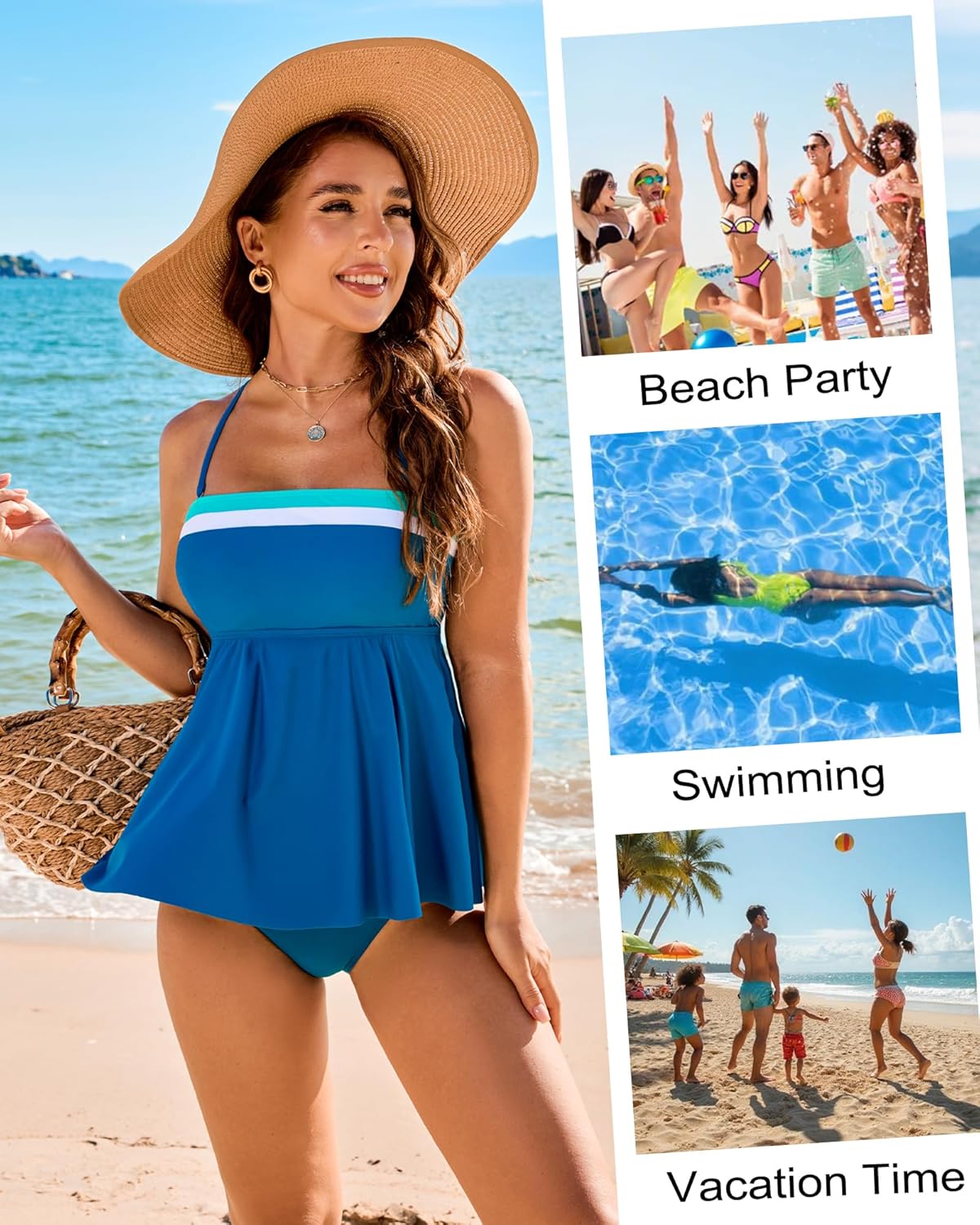 DaiLiWei Strapless Tankini Swimsuits for Women Two Piece Tummy Control Bathing Suit Bandeau Top Full Coverage Modest Swimwear - Image 9