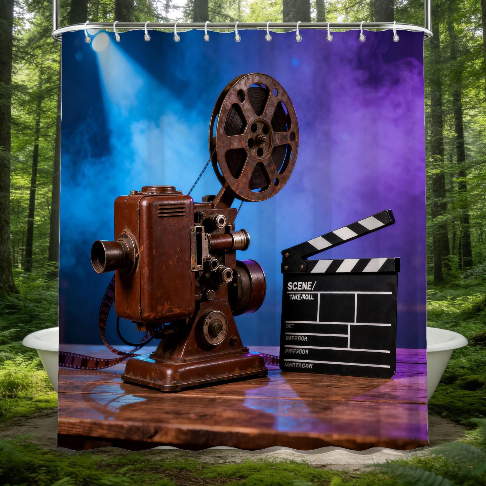 Hongduo 3D Movie Shower Curtain for Stalls Bathtubs Chic Bathroom Decor Shower Curtain Set Polyester Fabric Waterproof 180x180cm/71X71 Inch with Hooks