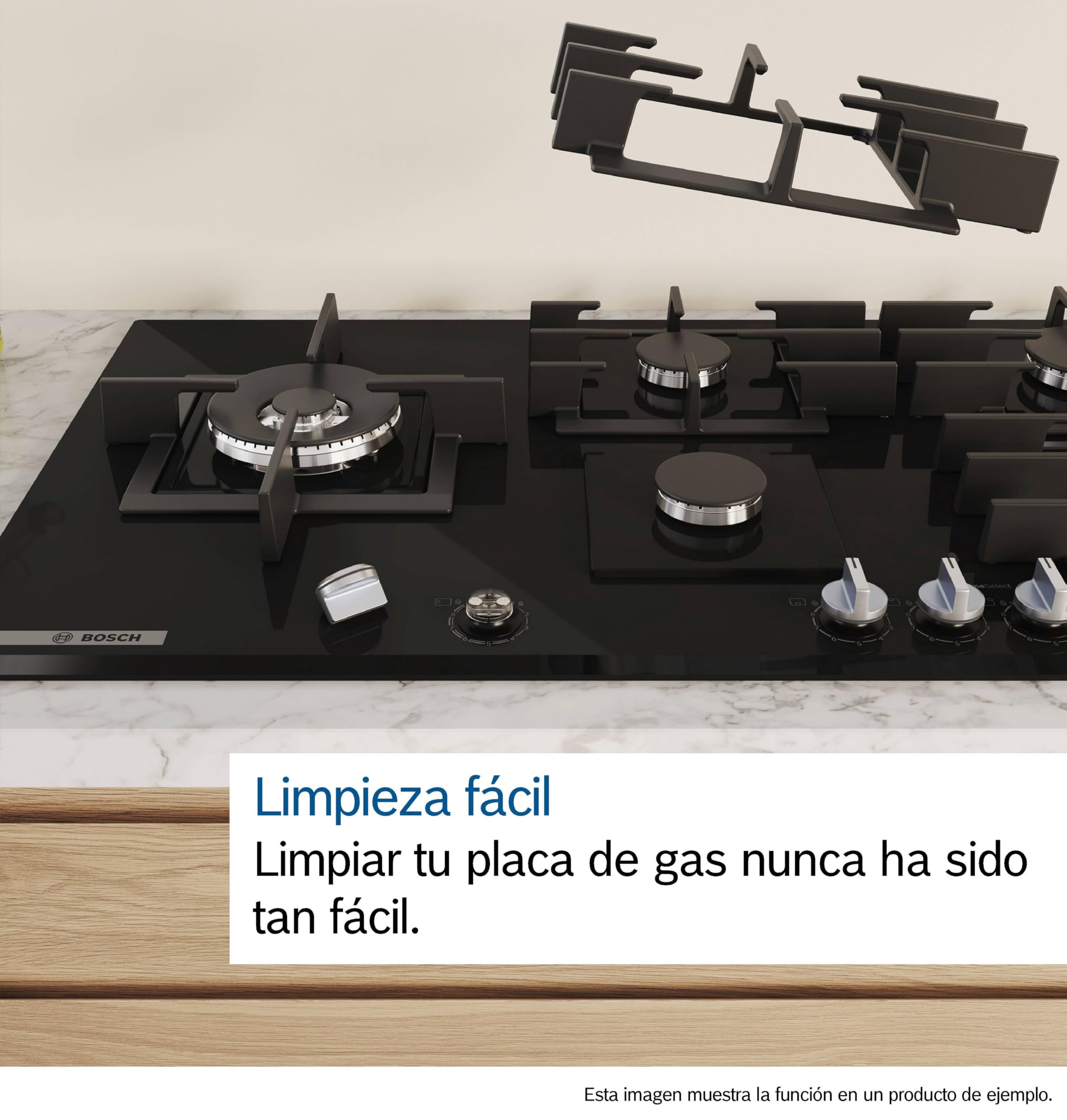 Bosch, Placa de Gas, Serie 6, 3 Zonas, Seguridad GasStop, negro, PPC6A6I10 | Cocina segura y con resultados deliciosos con el control preciso de la llama en 9 niveles.