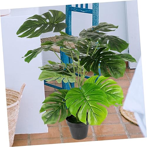 Miniatura 4 de Pequeñas plantas artificiales de hoja de tortuga simulada en macetas, planta de interior falsa palmera en maceta, planta verde sintética, decoración