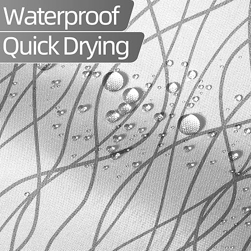 Miniatura 145 de Cortina de ducha pequeña a rayas gris claro degradado para baño, 36 x 72 pulgadas, juego de cortina de ducha geométrica para cabina de RV con Gris