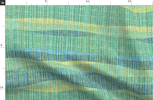 Miniatura 4 de Spoonflower Fabric - Teal Aqua Bohemian Mid Mod Vintage Retro 60S Abtract Waves Printed on Organic Cotton Sateen Fabric Fat Quarter - Sewing