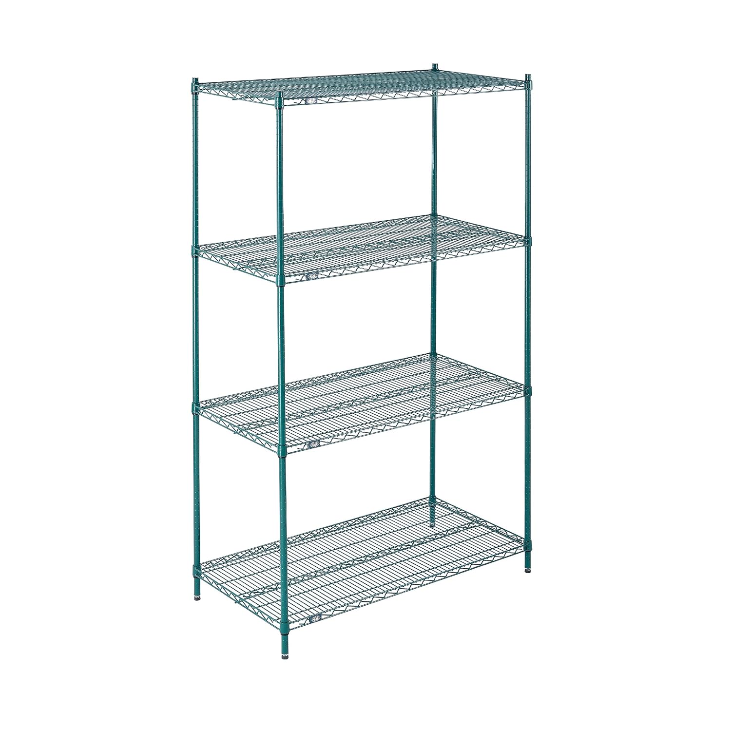 Nexel Poly-Green Adjustable Wire Shelving Unit, 4 Tier, Heavy Duty Commerical Storage Organizer Wire Rack, 24" x 42" x 86", Green