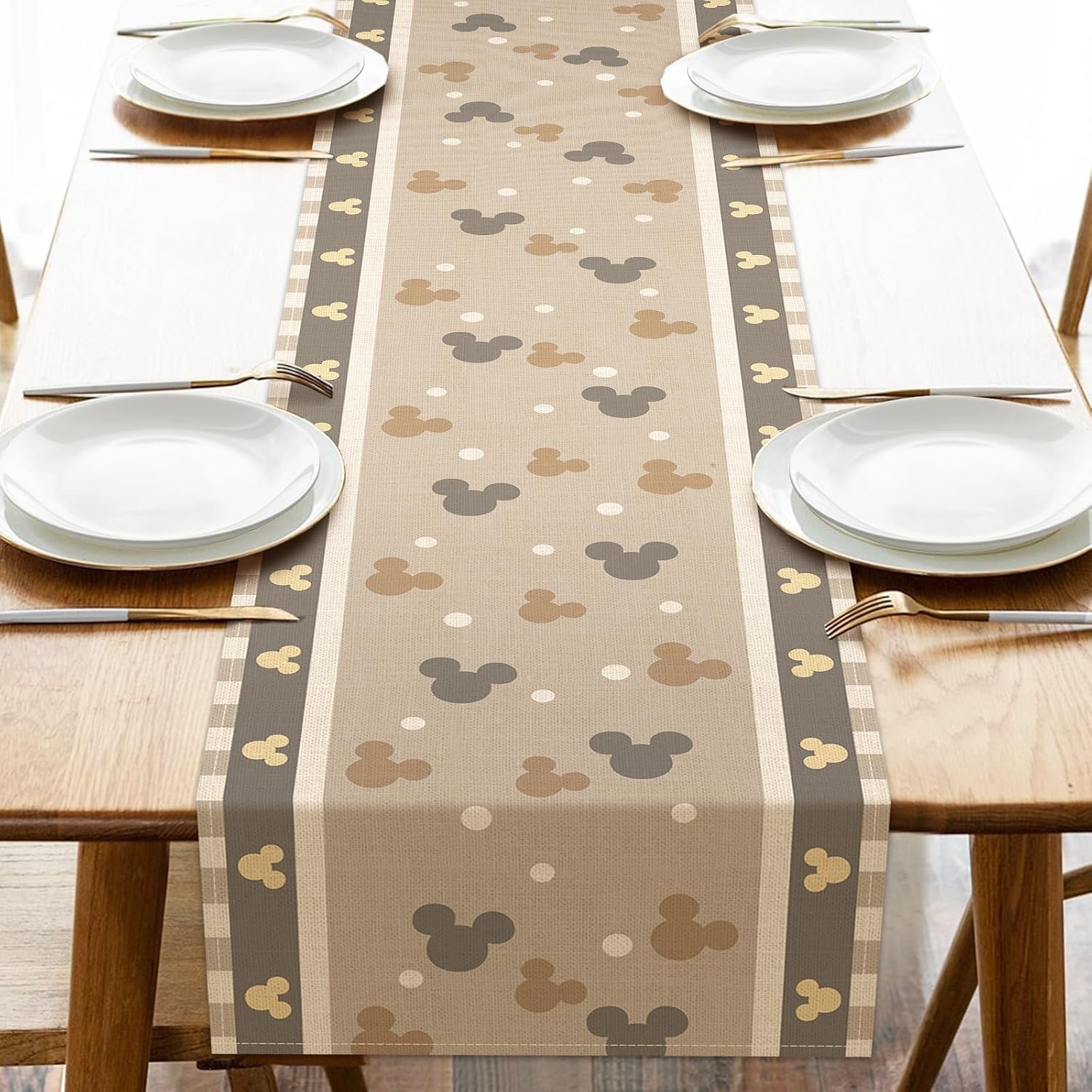 Seliem Cute Grey Table Runner, Grey Polka Dot Kitchen Dining Table Decor, Burlap Home Decoration Indoor Outdoor Party Supply 13 x 72 Inches