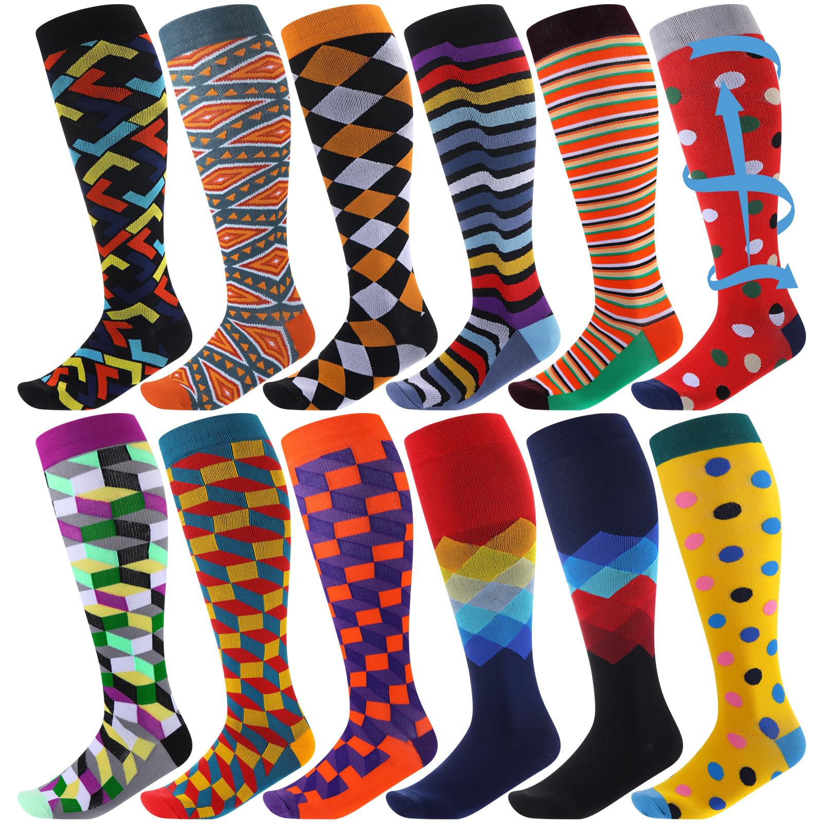 Shyyween 12 Pairs Knee High Compression Dress Socks - Compression Socks | Mubboo