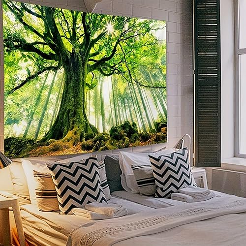 Miniatura 3 de ENJOHOS Tapiz de pared grueso con diseño de árbol natural, diseño 3D de bosque medio, para colgar en la pared, para dormitorio, sala de estar,