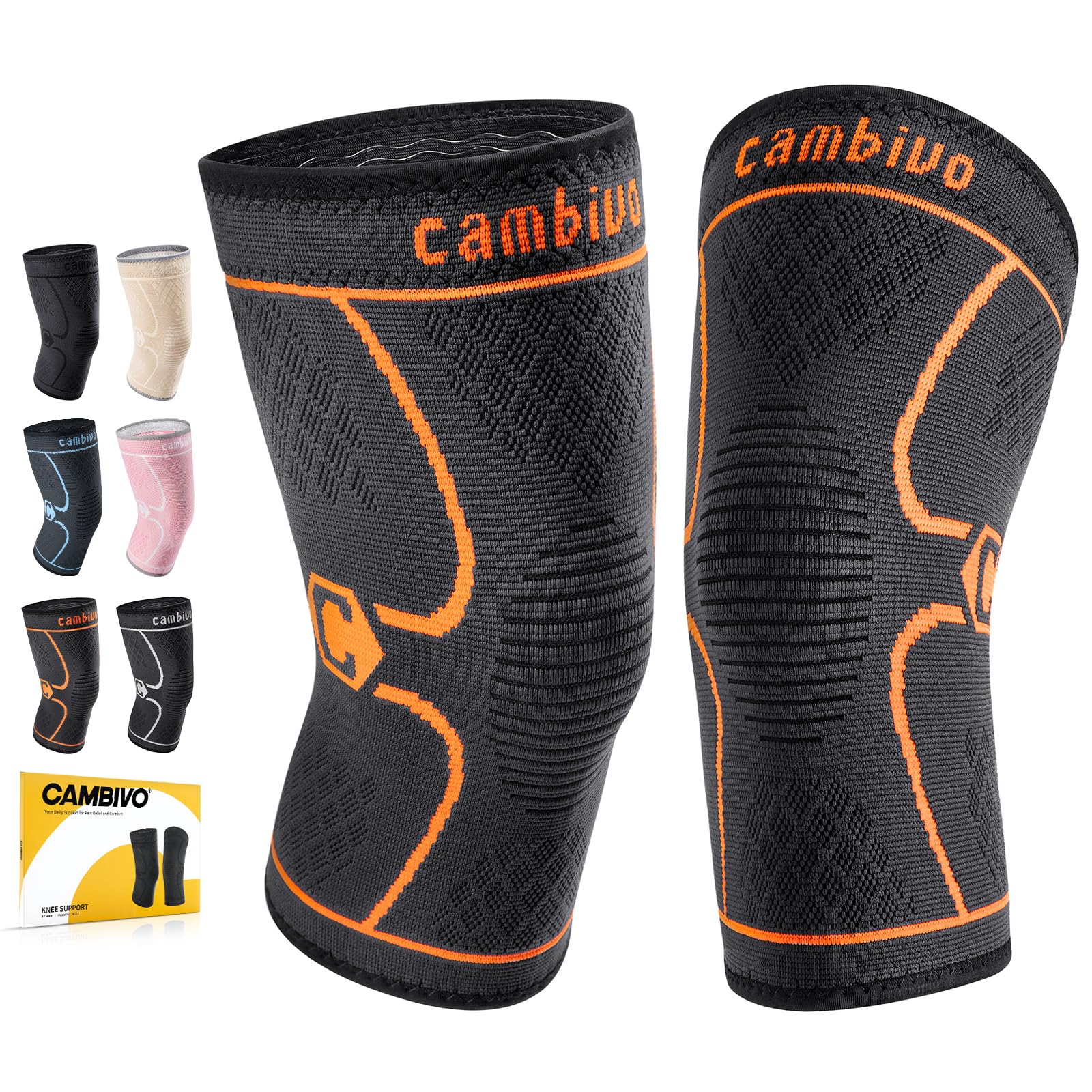 CAMBIVO 2Pcs Rodilleras Gym de Compresion, Rodilleras Menisco y Ligamento, Rodillera Transpirable y Antideslizante para Gym, Voleibol, Baloncesto, Correr, Bicicleta, Unisex — view 10