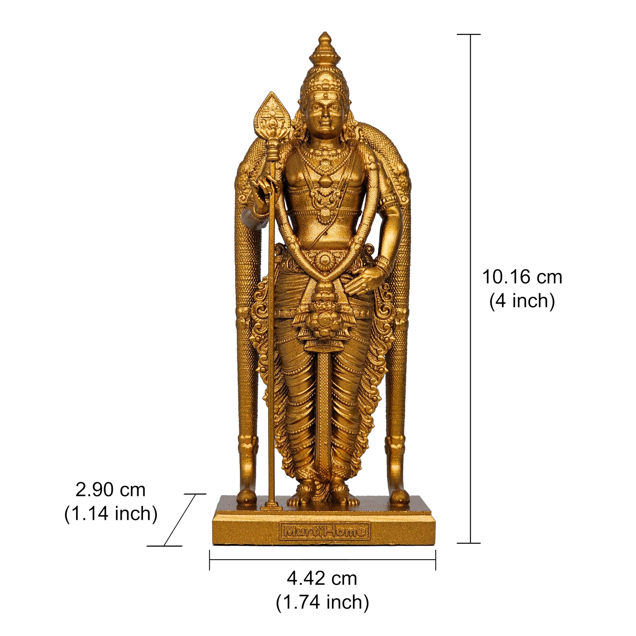 Murugan Statue - Golden Hindu Idol for Car & Home -2