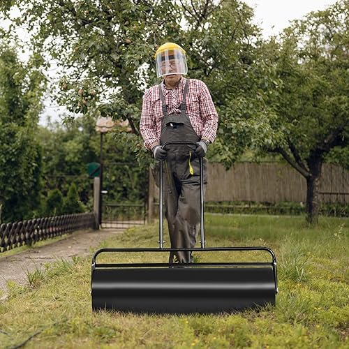 Miniatura 3 de COSTWAY Rodillo de césped de 13 galones de acero resistente para empuje/tirar, rodillo de césped de 24 x 13 pulgadas