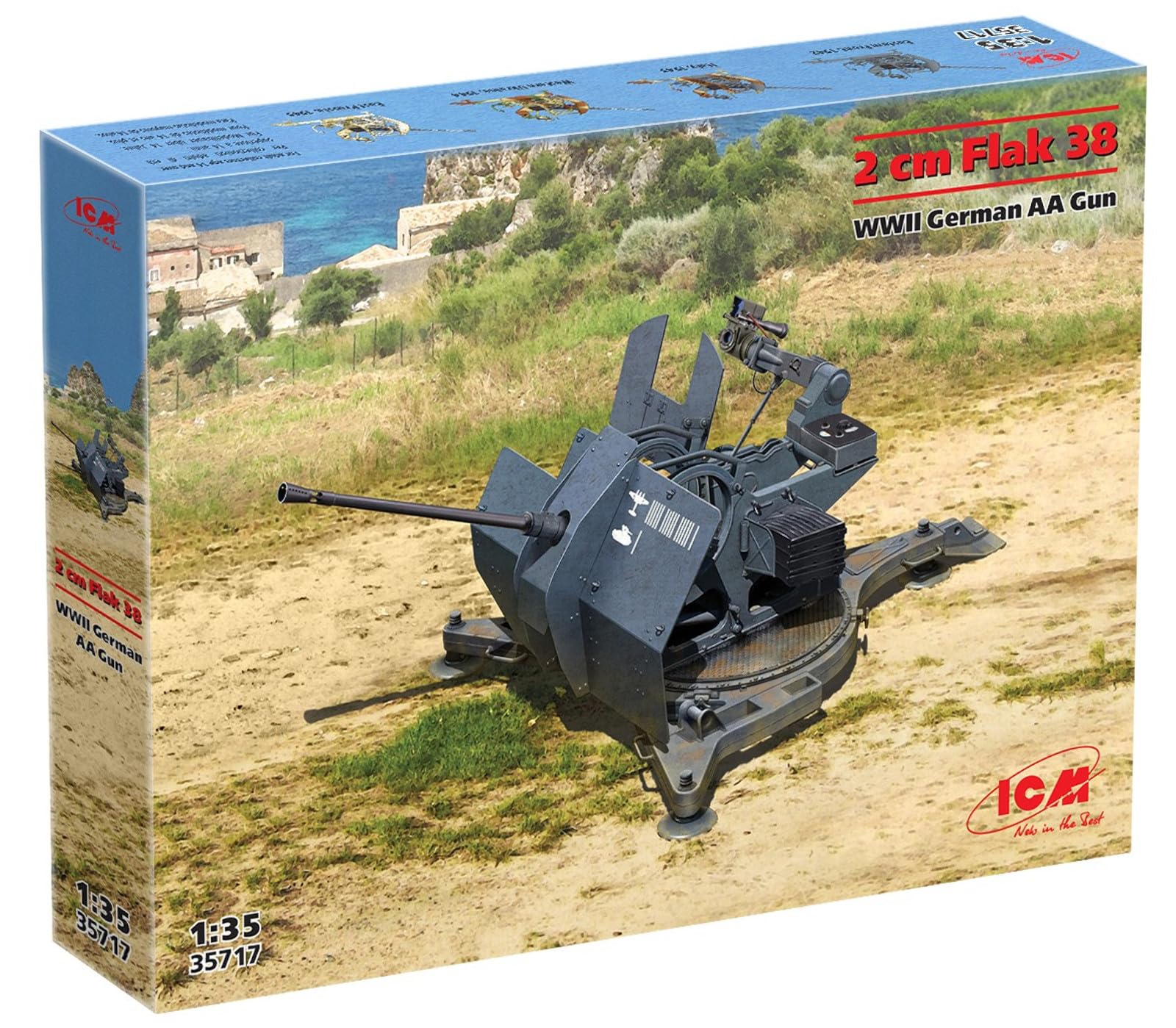 Icm - flak 38 cannone antiaereo tedesco 1/35 - icm 35717