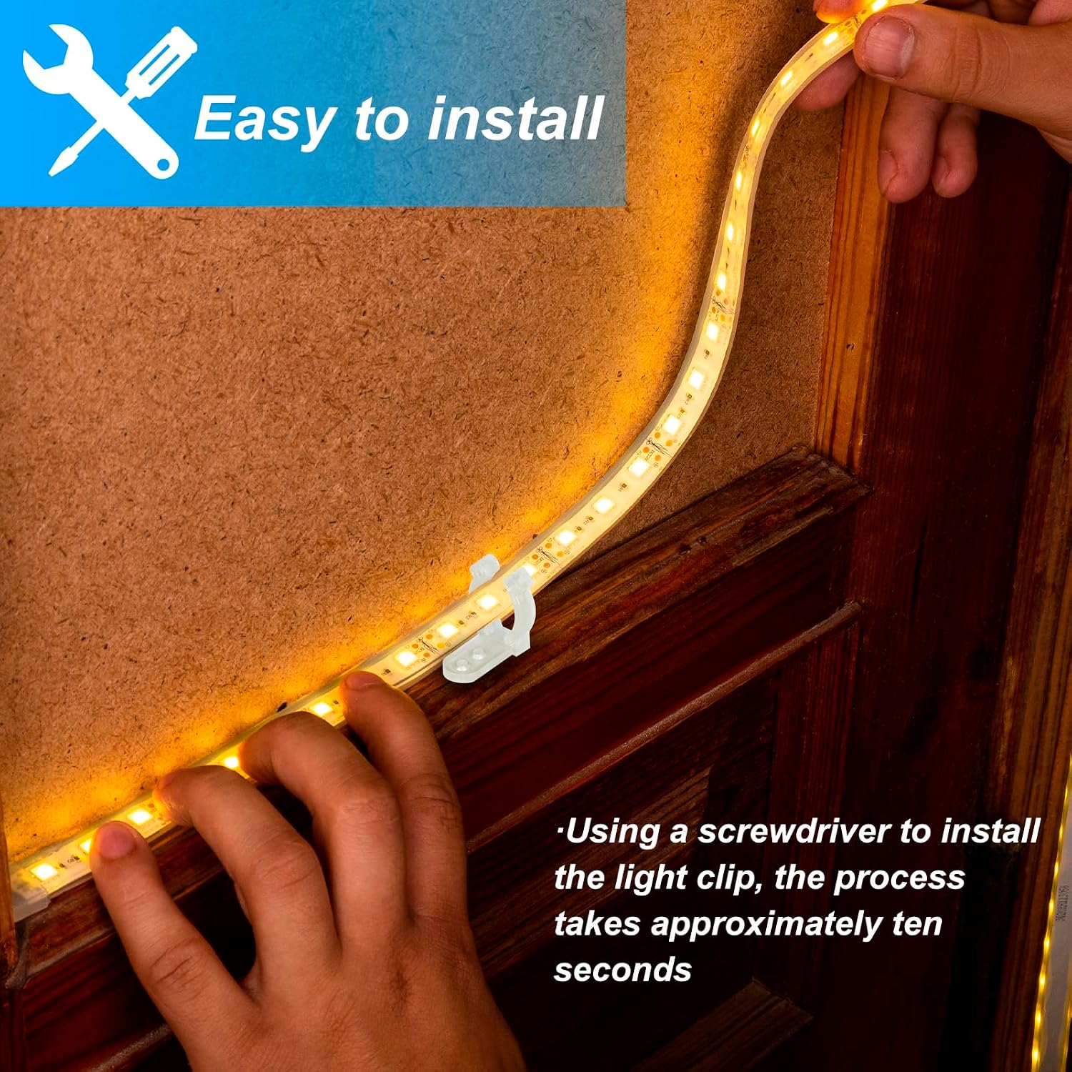 1/2 Inch LED Rope Light Mounting Clips with Screws - High Strength Plastic Light Strip Holders Hangers for Christmas, Weddings, Parties (60, 1/2 Inch)