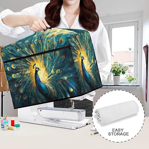 Miniatura 243 de Mumeson Cubierta antipolvo para máquina de coser de gatos negros con flores, para la mayoría de máquinas de coser estándar, plegable, duradera