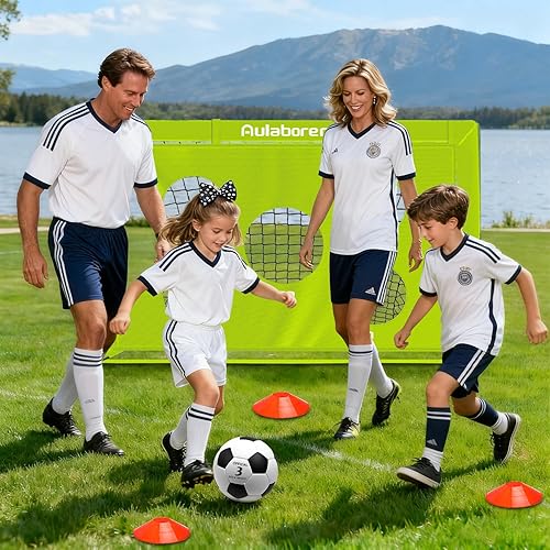 Miniatura 8 de Portería de fútbol, juego de porterías de fútbol para niños de 4 x 3 pies para patio trasero, equipo de entrenamiento de red de fútbol portátil con