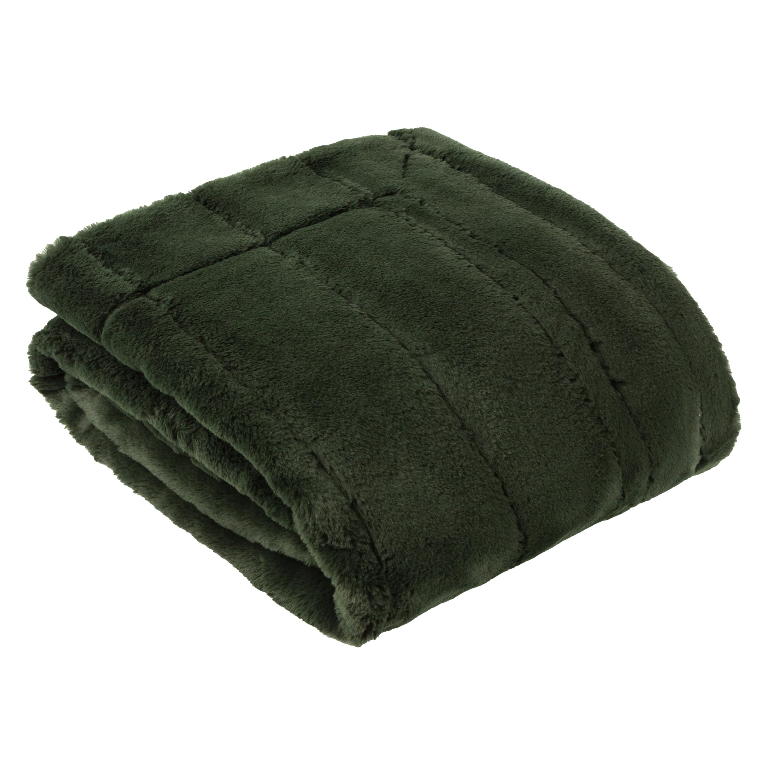 Paoletti Empress Faux Fur Throw – Soft Elegant Heavyweight Minimalist Décor Blanket for Bed or Sofa (Pine - 140x200cm)