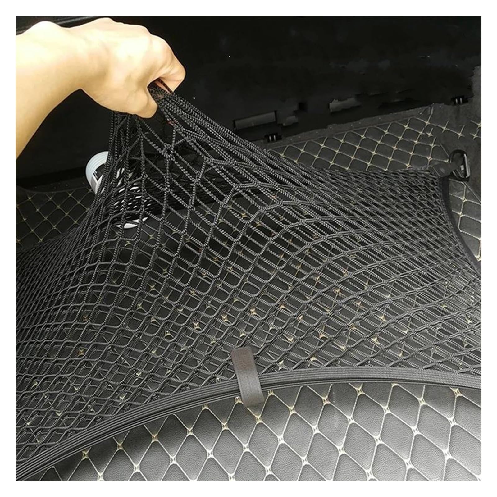 Reti per Auto Rete Elastica per Bagagliaio Auto A Doppio Strato con Gancio Organizer Universale in Nylon per Touareg Q5 Q7 Q8 Rete Portaoggetti Auto(65x100cm)