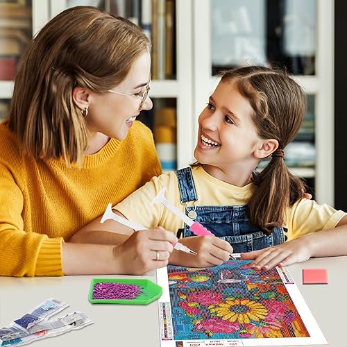 Miniatura 6 de RICUVED Kits de pintura de diamantes para adultos, kits de arte de diamantes de flores, arte de pintura de diamantes redondos completos, arte de