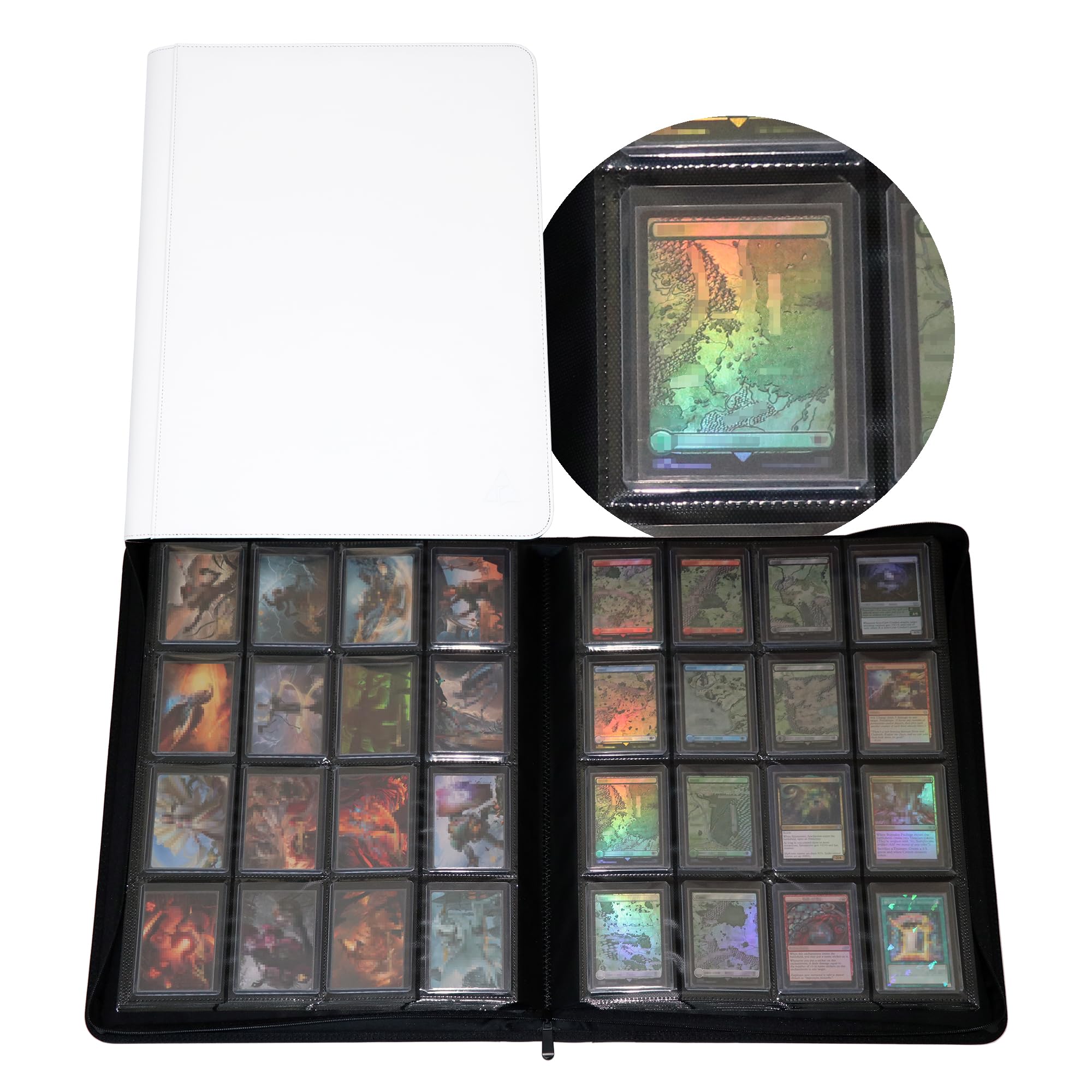 Rayvol 16-Pocket Top Loader Binder - Holds 704 Top Loaders,Side Loading Album for 3″×4″ Topload Card Holders -White